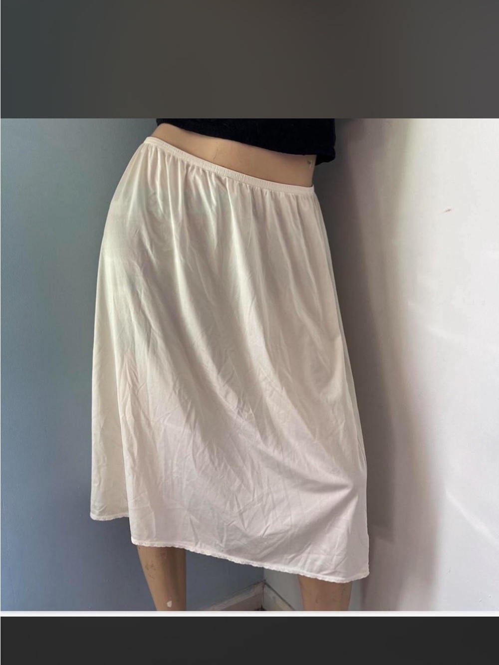 Vanity Fair White Midi Slip Skirt